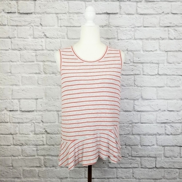 CAbi light heather gray orange striped knit sleeveless top women's size S - Picture 2 of 9